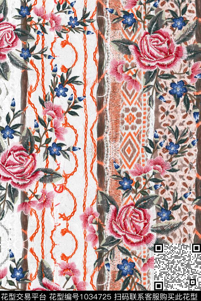 数码华亿平台民族风花卉数码印花华亿平台下载（图片编号: 1034725） - 瓦栏（Walan）