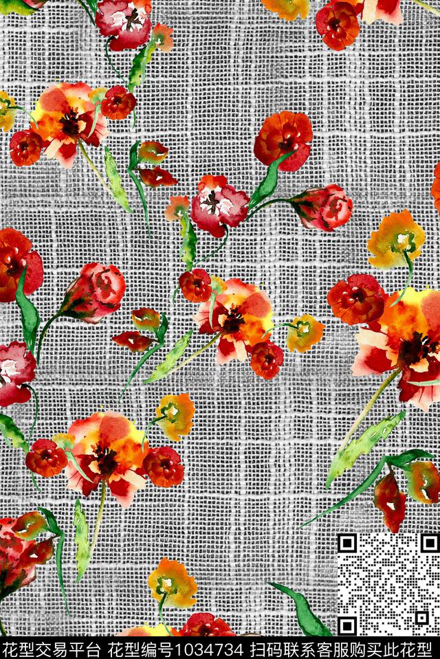 数码华亿平台小碎花花卉数码印花华亿平台下载（图片编号: 1034734） - 瓦栏（Walan）