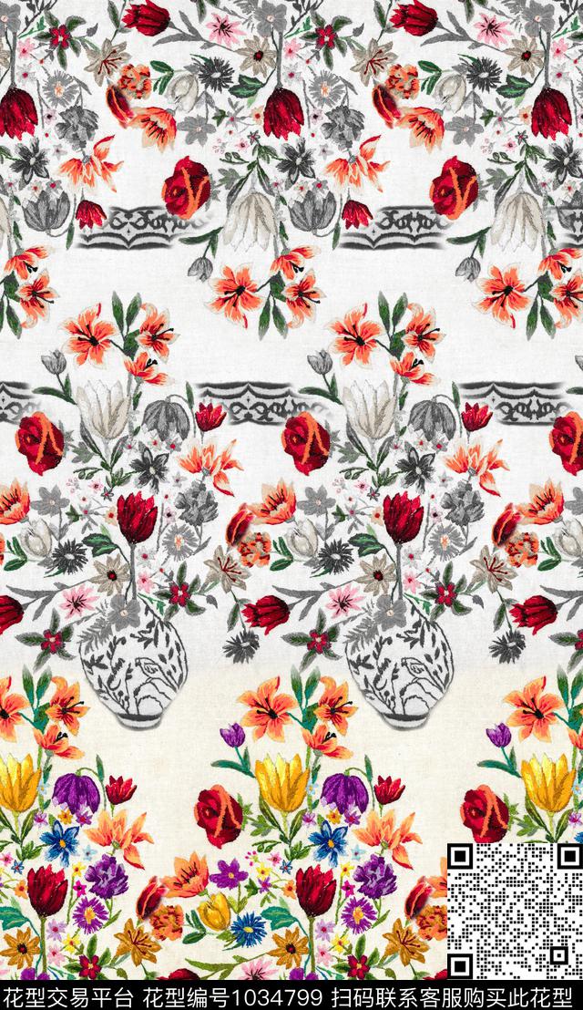 数码华亿平台民族风定位花数码印花华亿平台下载（图片编号: 1034799） - 瓦栏（Walan）