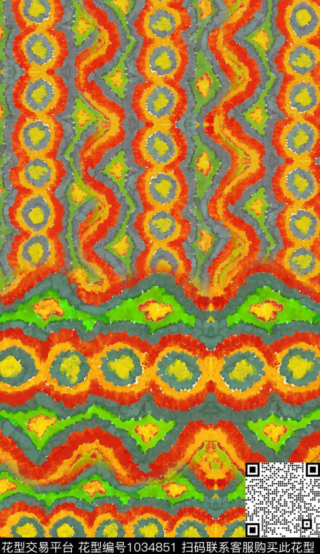 数码华亿平台民族风定位花数码印花华亿平台下载（图片编号: 1034851） - 瓦栏（Walan）