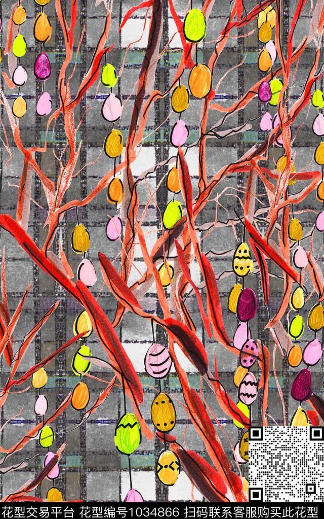 数码华亿平台格子花卉数码印花华亿平台下载（图片编号: 1034866） - 瓦栏（Walan）