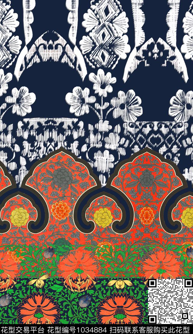 民族风复古欧洲数码印花华亿平台下载（图片编号: 1034884） - 瓦栏（Walan）