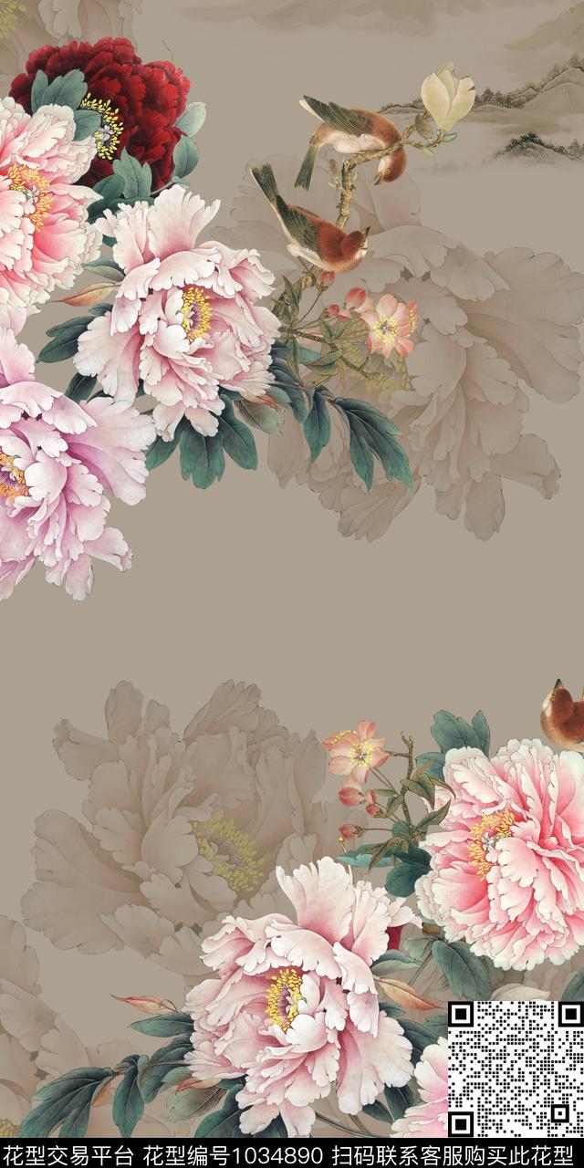 数码华亿平台花卉定位花数码印花华亿平台下载（图片编号: 1034890） - 瓦栏（Walan）