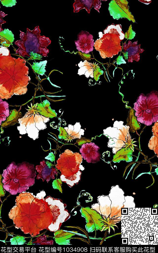 数码华亿平台小碎花花卉数码印花华亿平台下载（图片编号: 1034908） - 瓦栏（Walan）