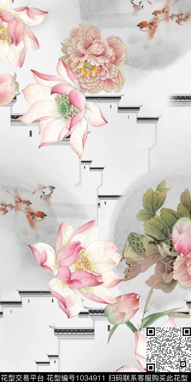 数码华亿平台花卉定位花数码印花华亿平台下载（图片编号: 1034911） - 瓦栏（Walan）