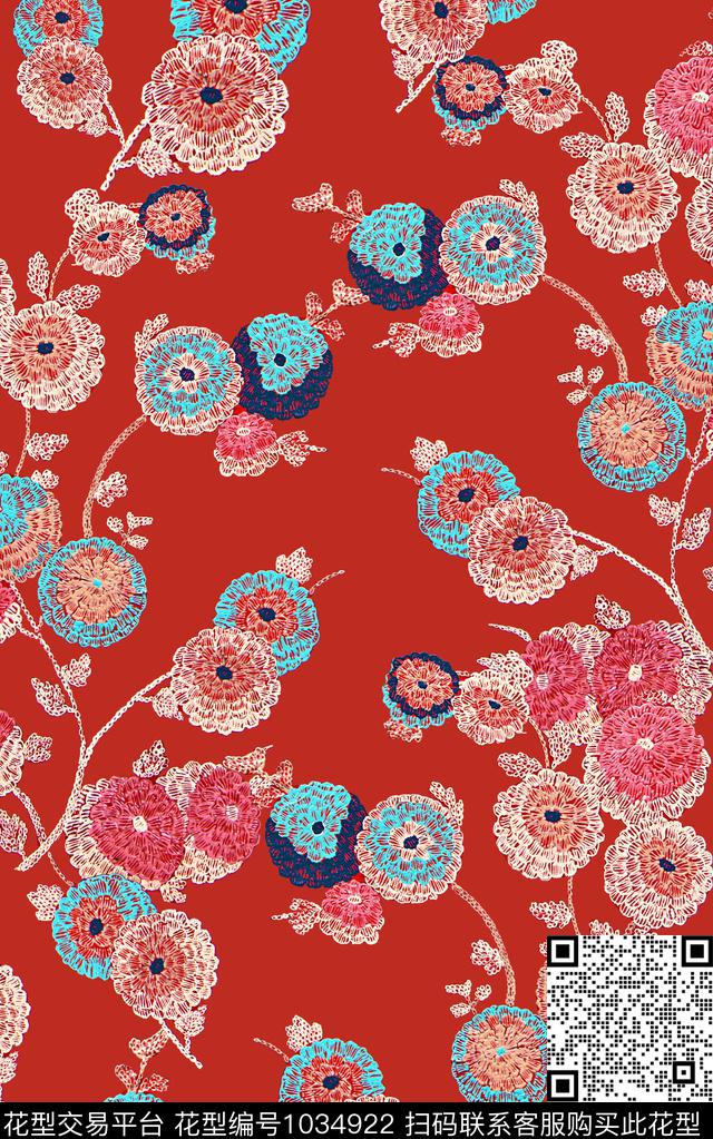 数码华亿平台民族风小碎花数码印花华亿平台下载（图片编号: 1034922） - 瓦栏（Walan）