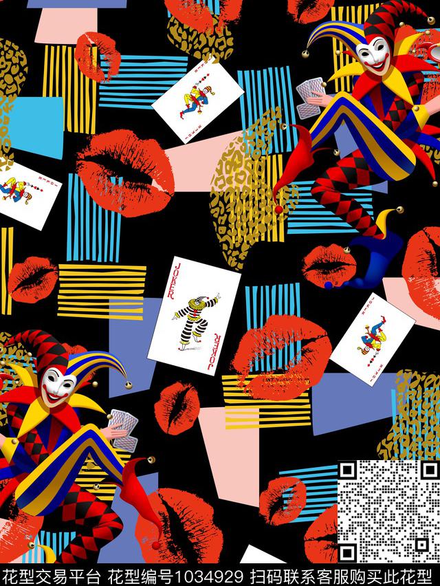 男装几何扑克数码印花华亿平台下载（图片编号: 1034929） - 瓦栏（Walan）