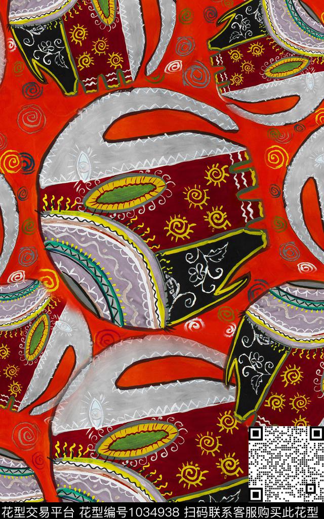 民族风肌理复古数码印花华亿平台下载（图片编号: 1034938） - 瓦栏（Walan）