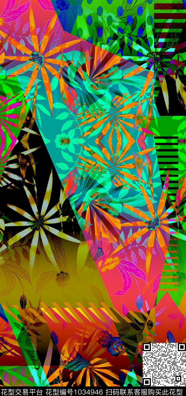 数码华亿平台抽象女装数码印花华亿平台下载（图片编号: 1034946） - 瓦栏（Walan）