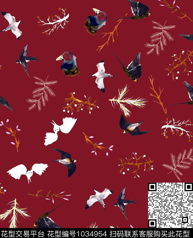 动物鸟数码印花华亿平台下载（图片编号: 1034954） - 瓦栏（Walan）