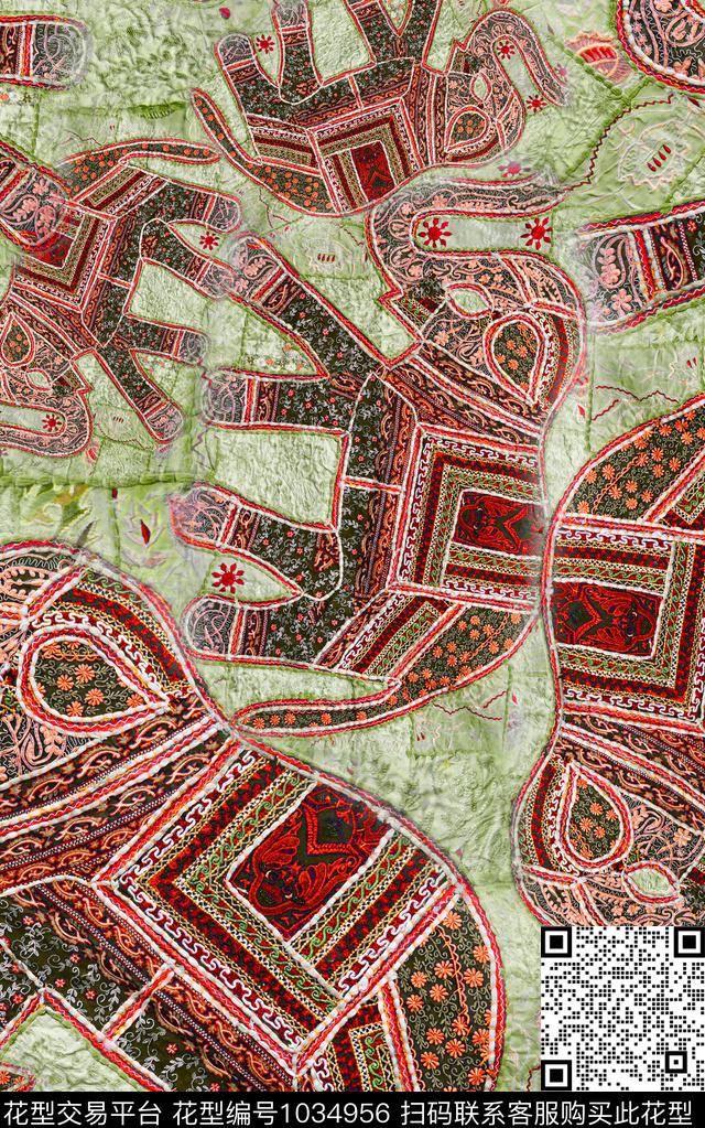 民族风肌理复古数码印花华亿平台下载（图片编号: 1034956） - 瓦栏（Walan）