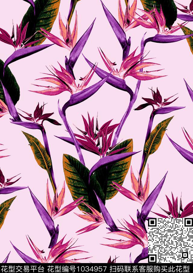 数码华亿平台花卉大牌风数码印花华亿平台下载（图片编号: 1034957） - 瓦栏（Walan）