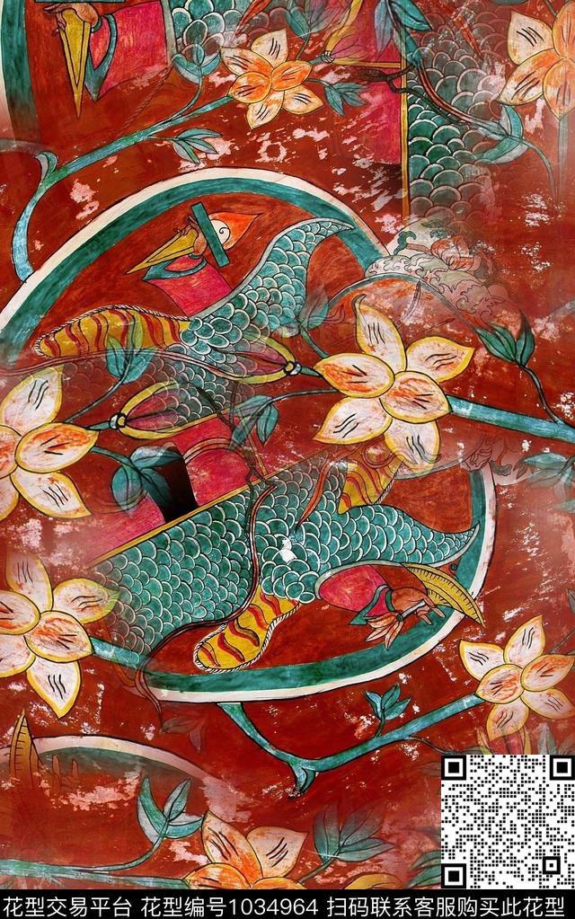 民族风肌理复古数码印花华亿平台下载（图片编号: 1034964） - 瓦栏（Walan）