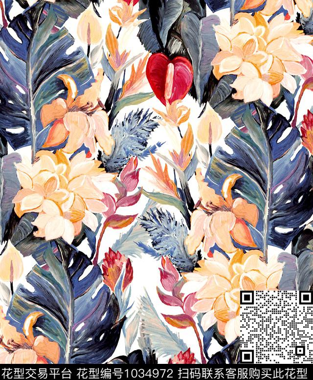 数码华亿平台花卉大牌风数码印花华亿平台下载（图片编号: 1034972） - 瓦栏（Walan）