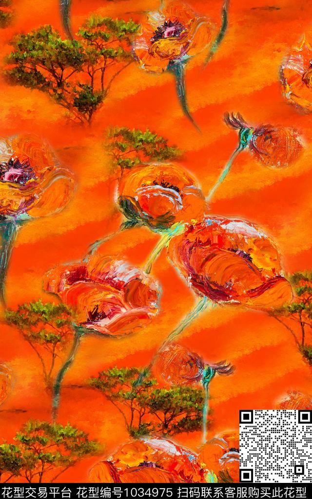 肌理花卉笔触数码印花华亿平台下载（图片编号: 1034975） - 瓦栏（Walan）