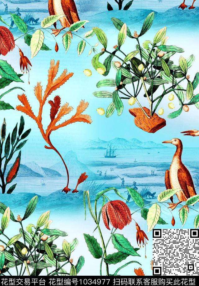 数码华亿平台花卉大牌风数码印花华亿平台下载（图片编号: 1034977） - 瓦栏（Walan）
