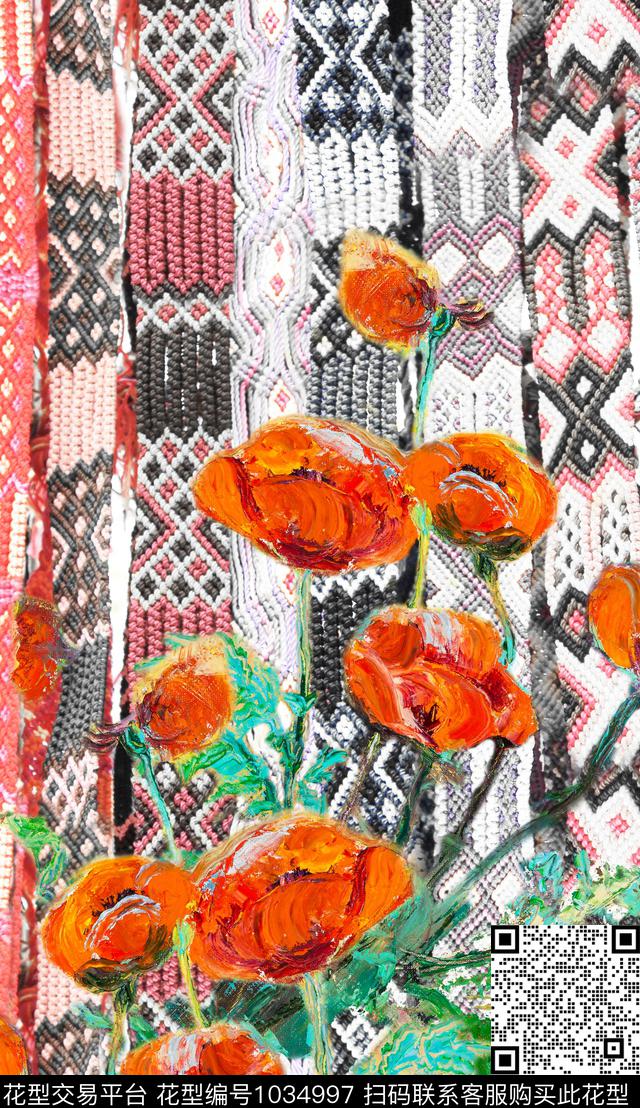 民族风肌理复古数码印花华亿平台下载（图片编号: 1034997） - 瓦栏（Walan）