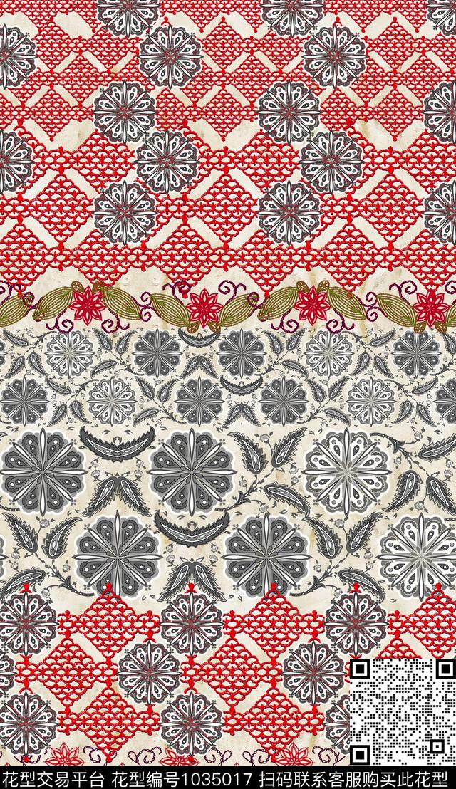 民族风复古欧洲数码印花华亿平台下载（图片编号: 1035017） - 瓦栏（Walan）