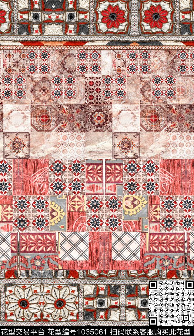数码华亿平台民族风定位花数码印花华亿平台下载（图片编号: 1035061） - 瓦栏（Walan）
