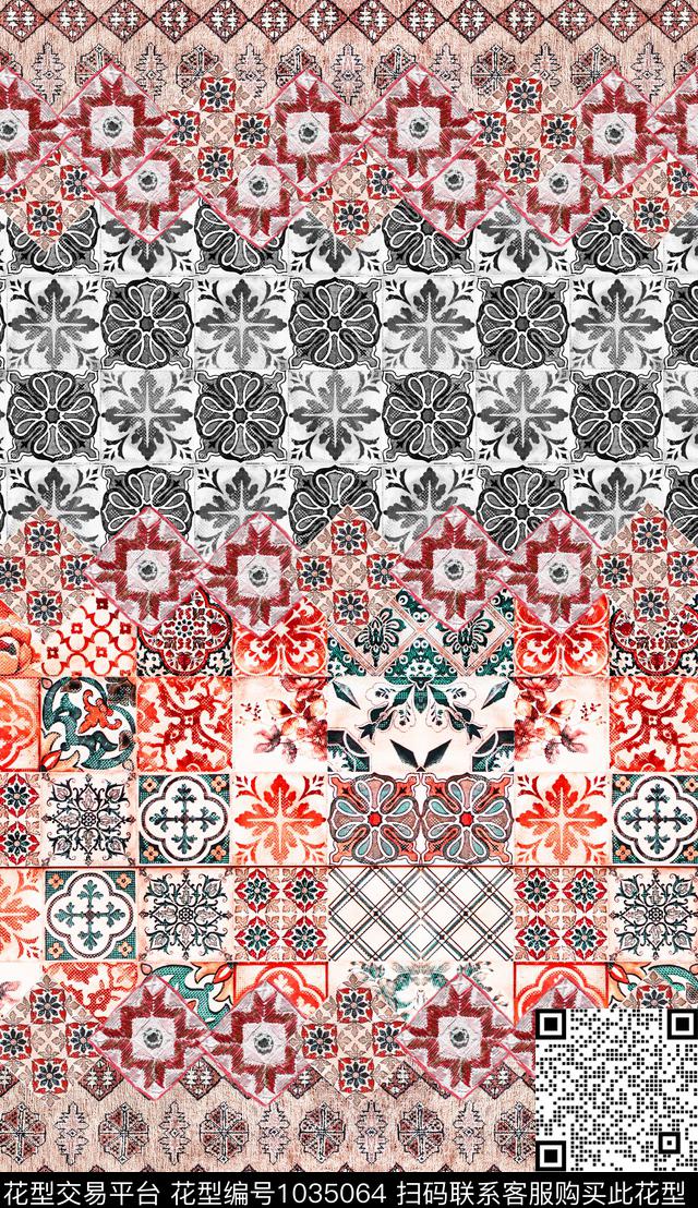 数码华亿平台民族风定位花数码印花华亿平台下载（图片编号: 1035064） - 瓦栏（Walan）