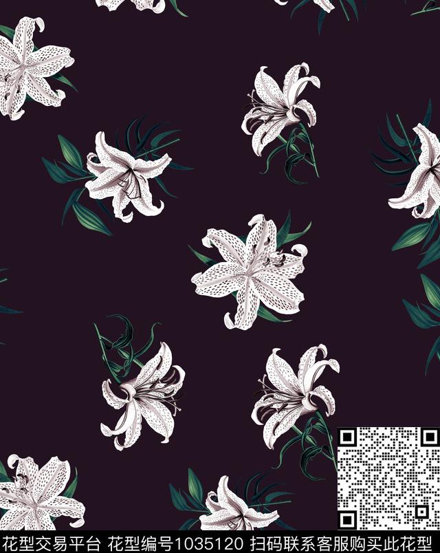 数码华亿平台花卉大牌风数码印花华亿平台下载（图片编号: 1035120） - 瓦栏（Walan）