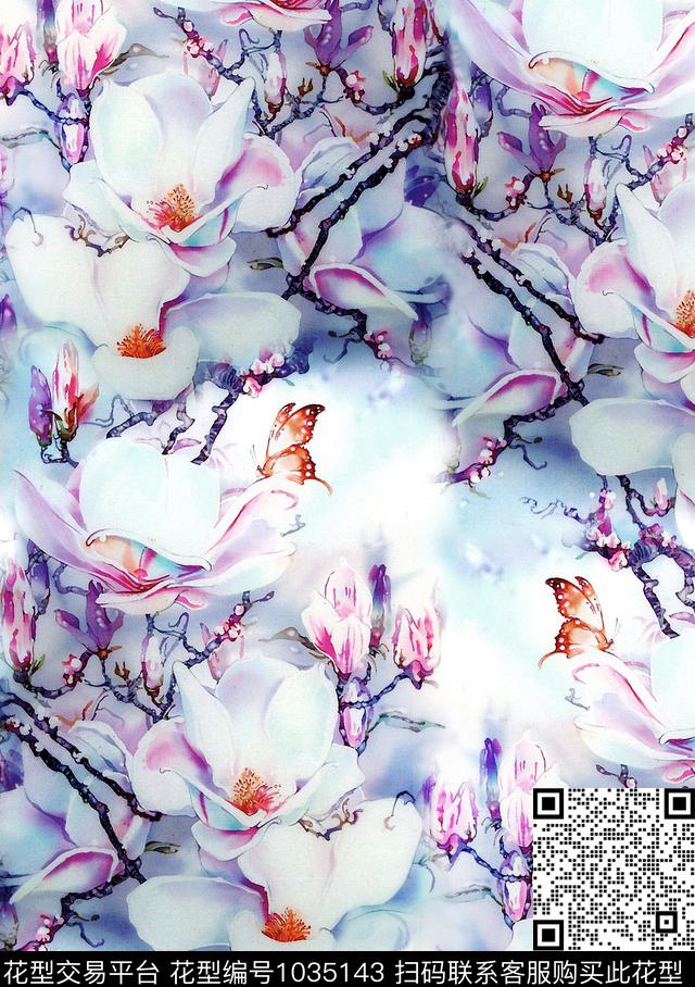 数码华亿平台花卉大牌风数码印花华亿平台下载（图片编号: 1035143） - 瓦栏（Walan）