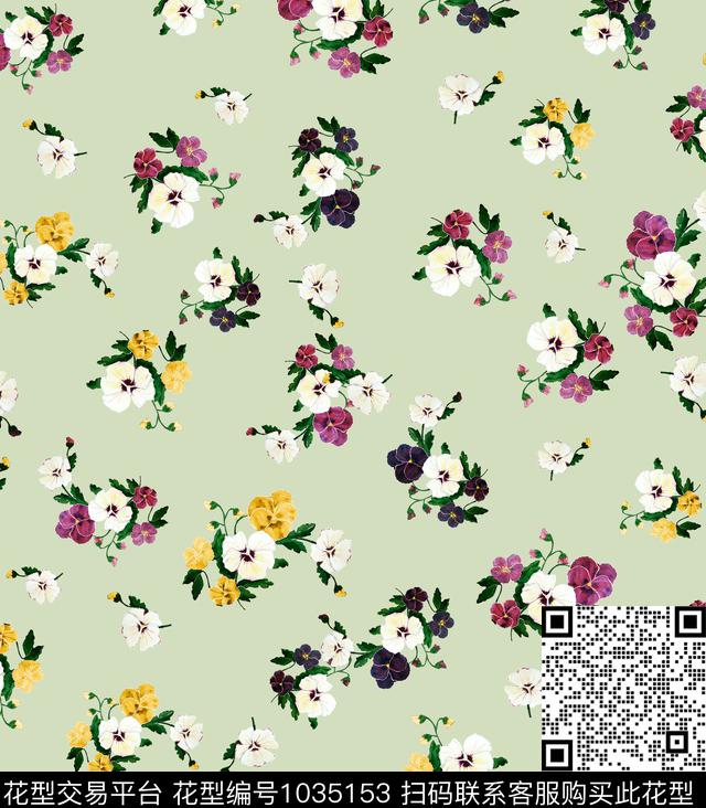 花卉小碎花清爽底花卉数码印花华亿平台下载（图片编号: 1035153） - 瓦栏（Walan）