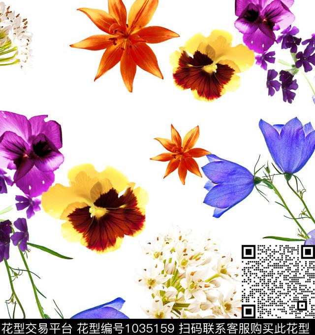 数码华亿平台花卉大牌风数码印花华亿平台下载（图片编号: 1035159） - 瓦栏（Walan）