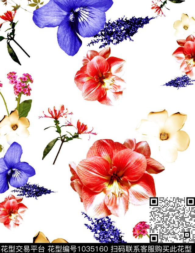 数码华亿平台花卉大牌风数码印花华亿平台下载（图片编号: 1035160） - 瓦栏（Walan）