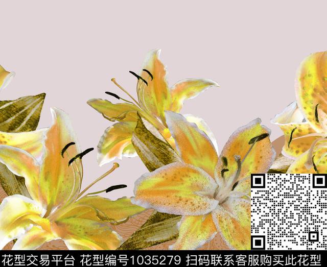 大花花边花卉数码印花华亿平台下载（图片编号: 1035279） - 瓦栏（Walan）