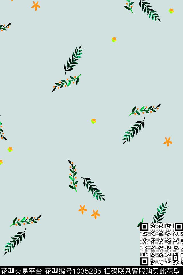 绿植树叶数码华亿平台花卉数码印花华亿平台下载（图片编号: 1035285） - 瓦栏（Walan）
