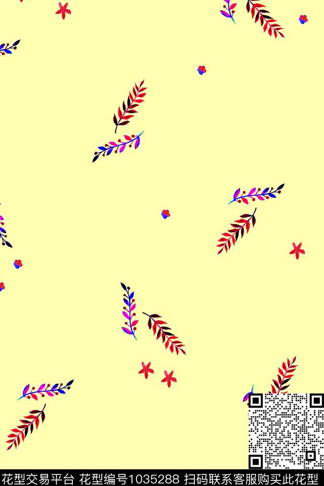 绿植树叶数码华亿平台花卉数码印花华亿平台下载（图片编号: 1035288） - 瓦栏（Walan）