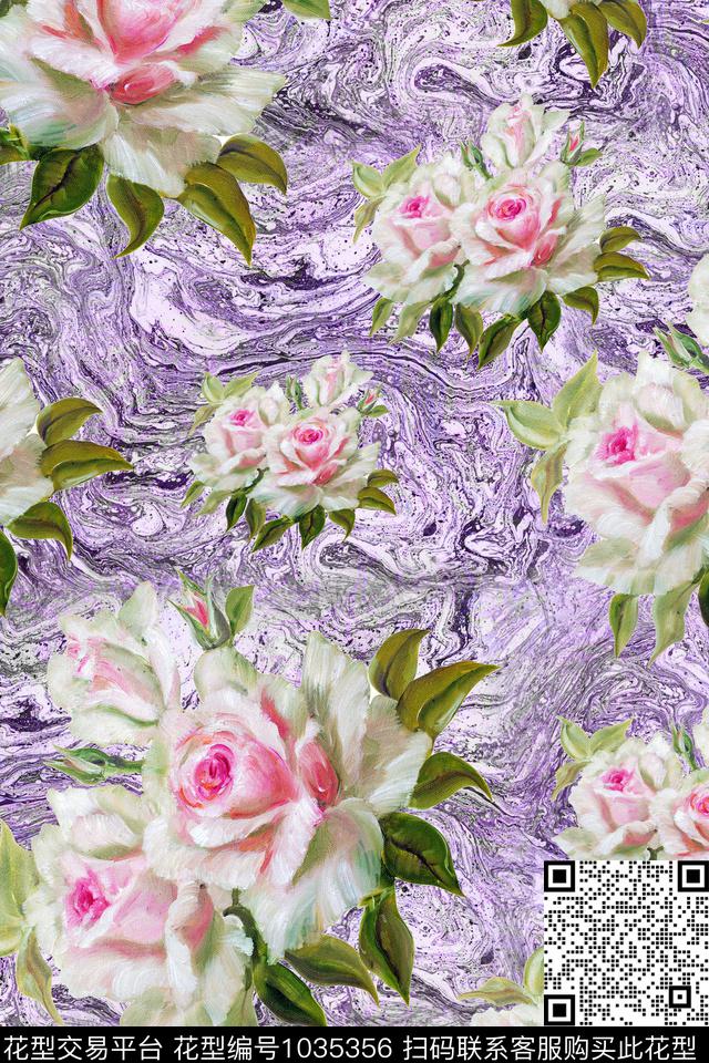 数码华亿平台抽象花卉数码印花华亿平台下载（图片编号: 1035356） - 瓦栏（Walan）