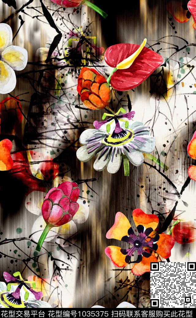 数码华亿平台花卉女装数码印花华亿平台下载（图片编号: 1035375） - 瓦栏（Walan）
