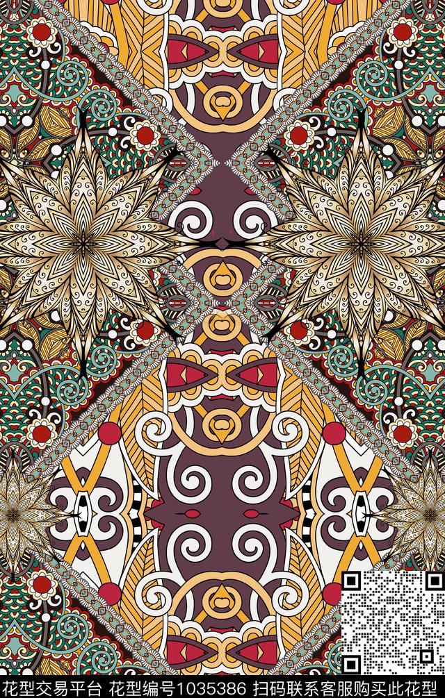 民族风波西米亚几何数码印花华亿平台下载（图片编号: 1035386） - 瓦栏（Walan）