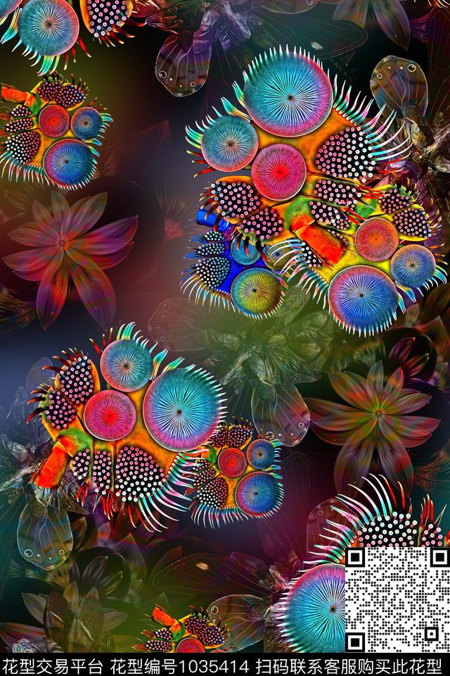 分形抽象几何数码印花华亿平台下载（图片编号: 1035414） - 瓦栏（Walan）