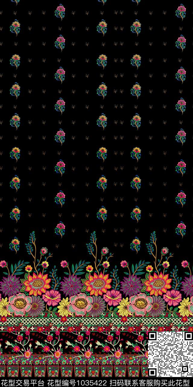 民族风绣花华亿平台定位花数码印花华亿平台下载（图片编号: 1035422） - 瓦栏（Walan）