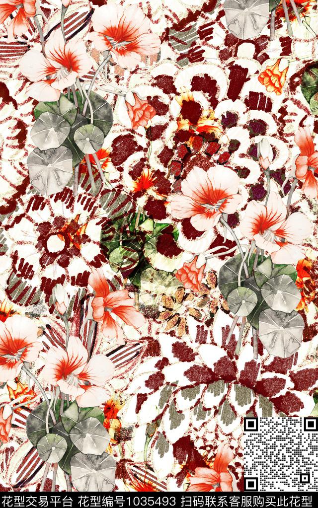 数码华亿平台民族风花卉数码印花华亿平台下载（图片编号: 1035493） - 瓦栏（Walan）
