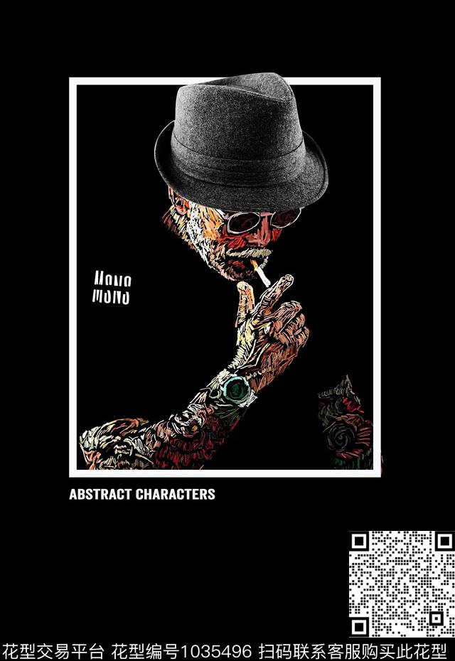 定位男装印花T桖卫衣胸花人物插画数码印花华亿平台下载（图片编号: 1035496） - 瓦栏（Walan）