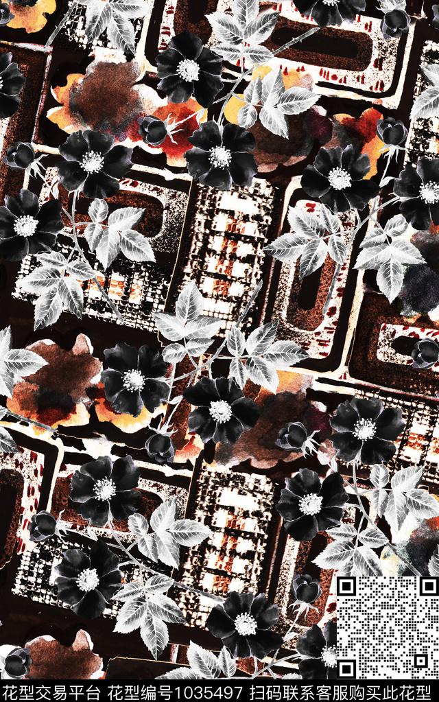 数码华亿平台民族风花卉数码印花华亿平台下载（图片编号: 1035497） - 瓦栏（Walan）