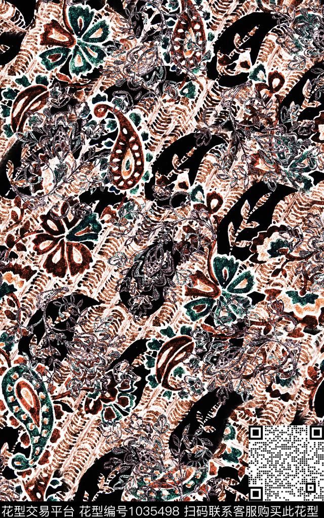 数码华亿平台民族风花卉数码印花华亿平台下载（图片编号: 1035498） - 瓦栏（Walan）