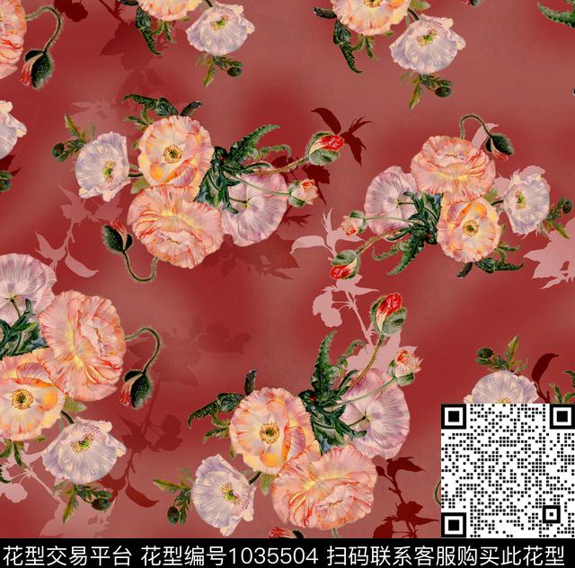 大花虞美人花卉数码印花华亿平台下载（图片编号: 1035504） - 瓦栏（Walan）