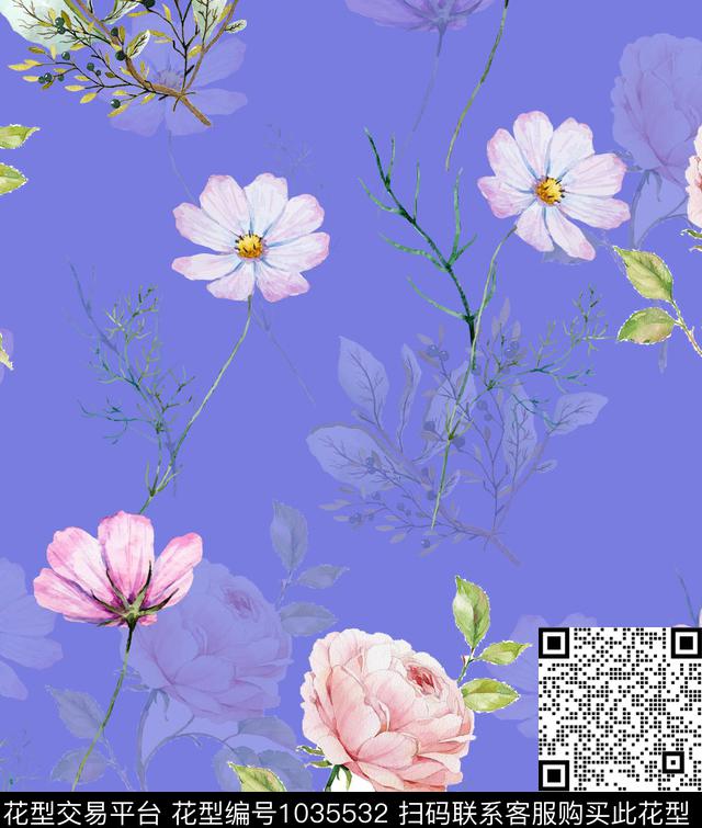 数码华亿平台花卉大牌风数码印花华亿平台下载（图片编号: 1035532） - 瓦栏（Walan）