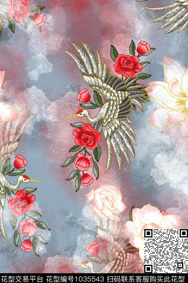 民族风春夏华亿平台手绘花卉数码印花华亿平台下载（图片编号: 1035543） - 瓦栏（Walan）