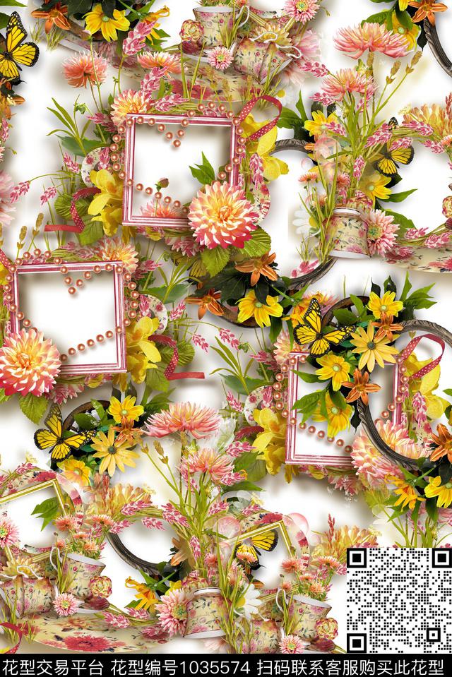 数码华亿平台春夏华亿平台手绘花卉数码印花华亿平台下载（图片编号: 1035574） - 瓦栏（Walan）