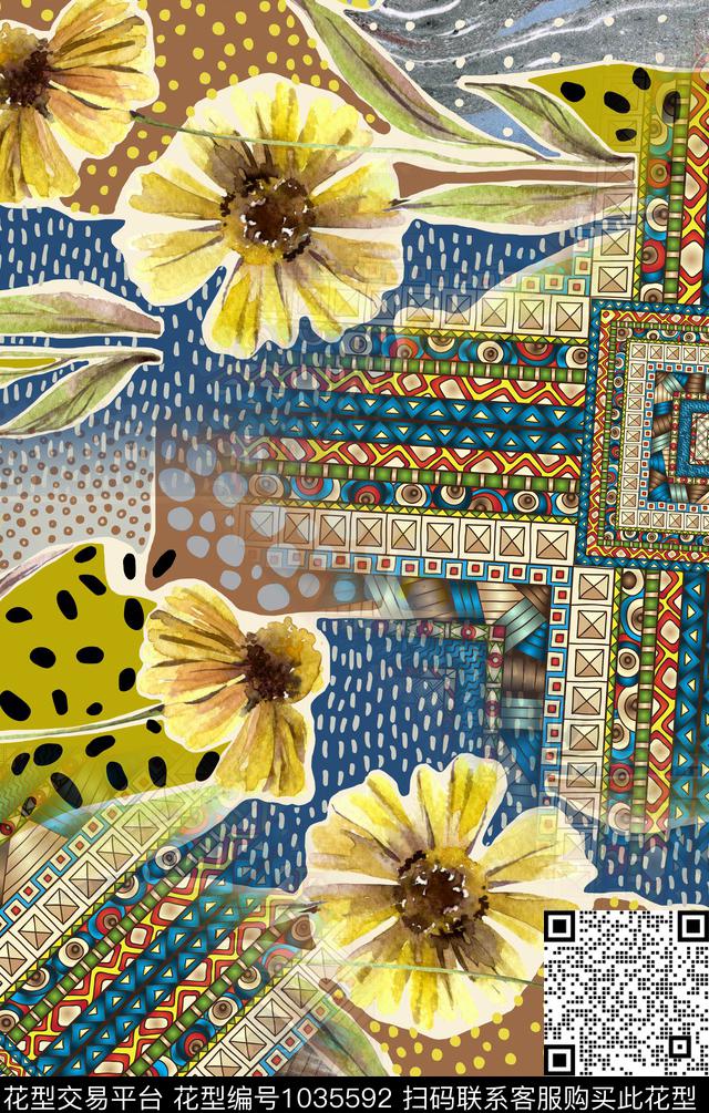 民族风波西米亚抽象数码印花华亿平台下载（图片编号: 1035592） - 瓦栏（Walan）