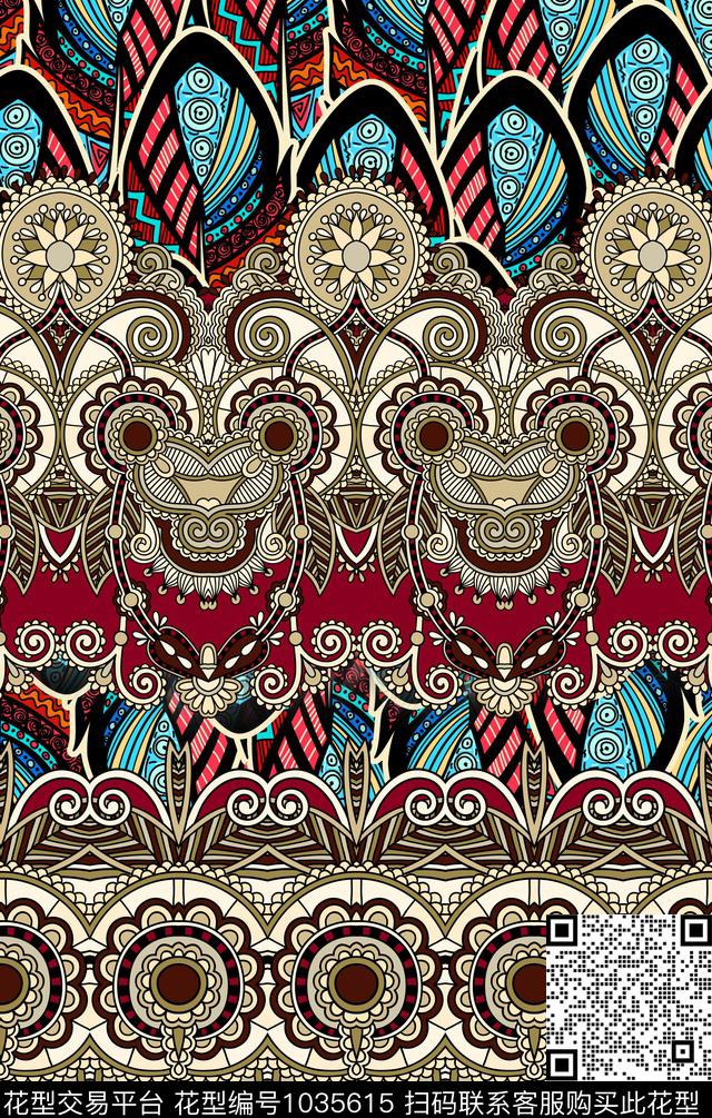 民族风波西米亚抽象数码印花华亿平台下载（图片编号: 1035615） - 瓦栏（Walan）