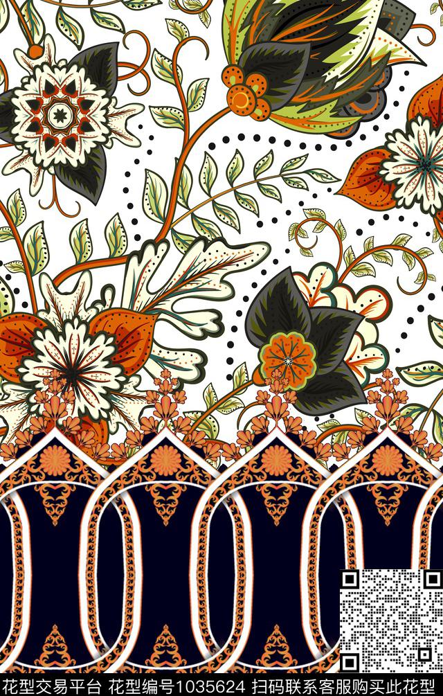 民族风波西米亚抽象数码印花华亿平台下载（图片编号: 1035624） - 瓦栏（Walan）