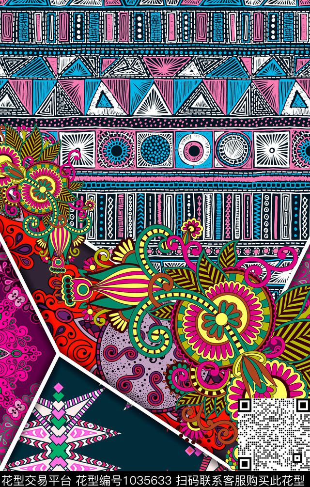 民族风波西米亚抽象数码印花华亿平台下载（图片编号: 1035633） - 瓦栏（Walan）