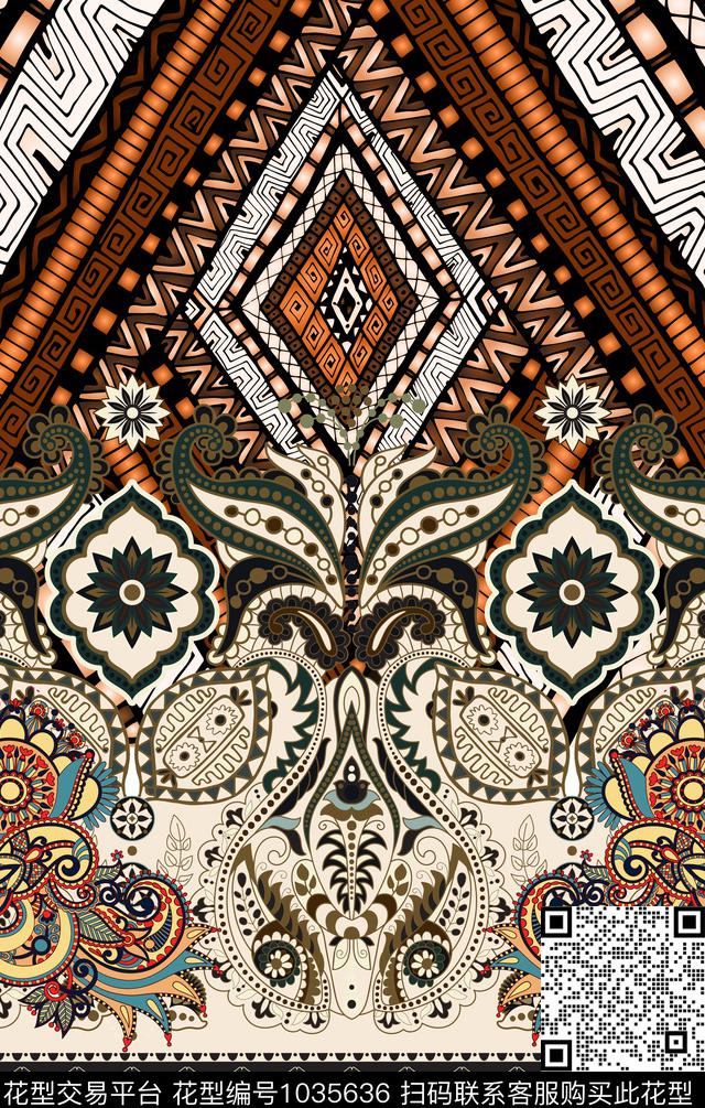 民族风波西米亚抽象数码印花华亿平台下载（图片编号: 1035636） - 瓦栏（Walan）